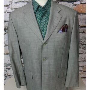 TIGLIO Men's Blazer Sport Coat Super 140's Wool Gray Sharkskin Three Button